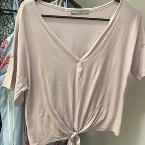 Tie front purple tee